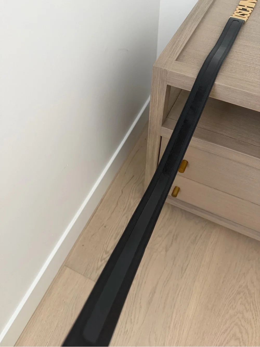Moschino Black Belt with Gold MOSCHINO Lettering